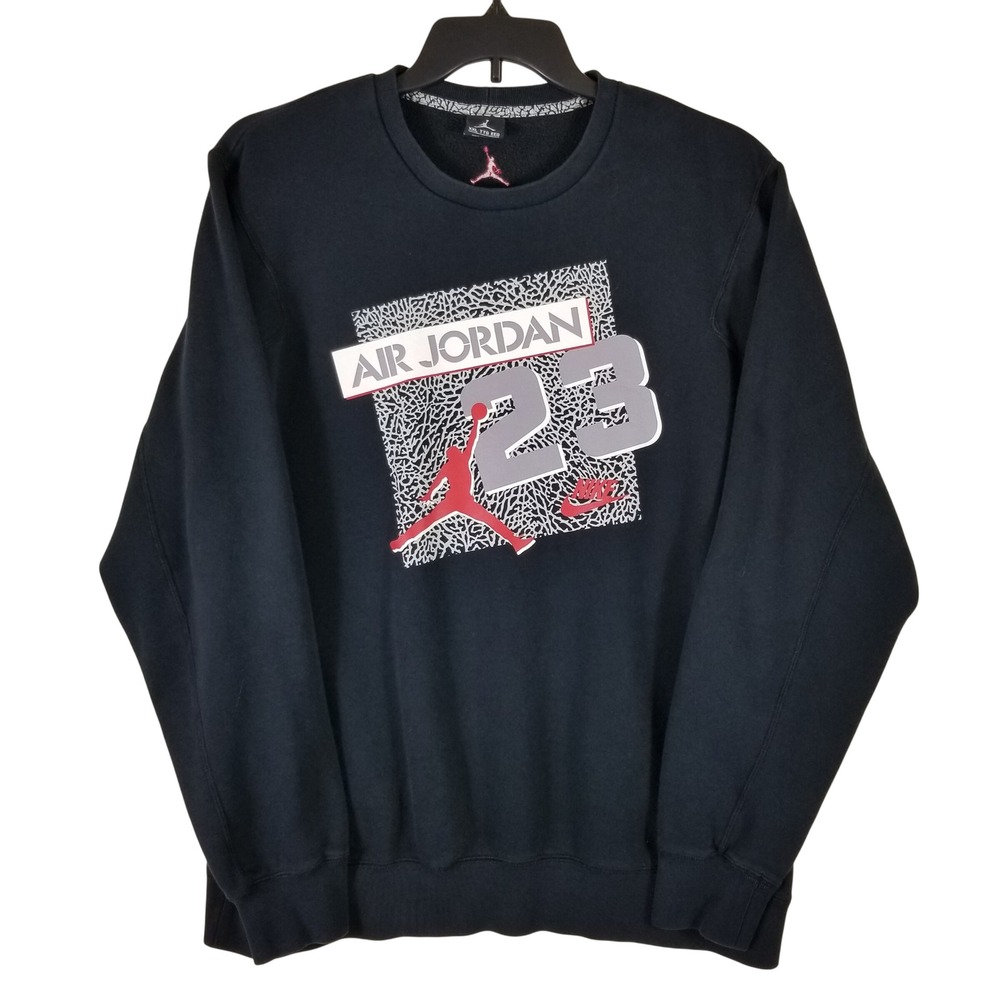 Jordan Brand Sweatshirt Men XXL Black Elephant Print Jumpman 23 Graphic Crewneck
